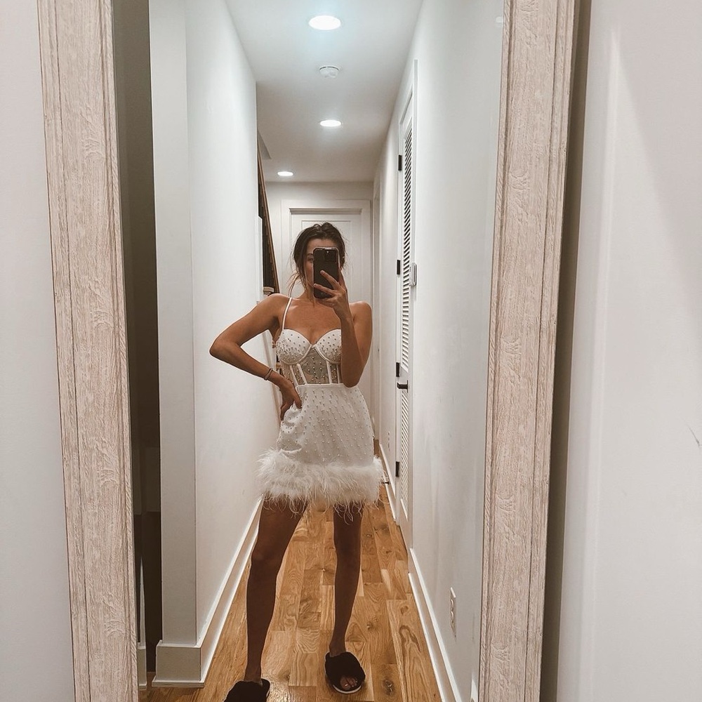 Cream Ruched Sweetheart Mini Dress